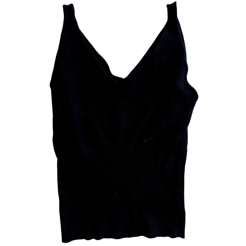 Daisy Black V-Neck Ribbed Tank top knit sleeveless large